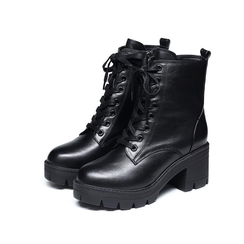 Anfibi E Biker  | Anfibi Neri In Pelle, Tacco 5,5Cm  Donna Anfibi E Biker Anfibi E Biker