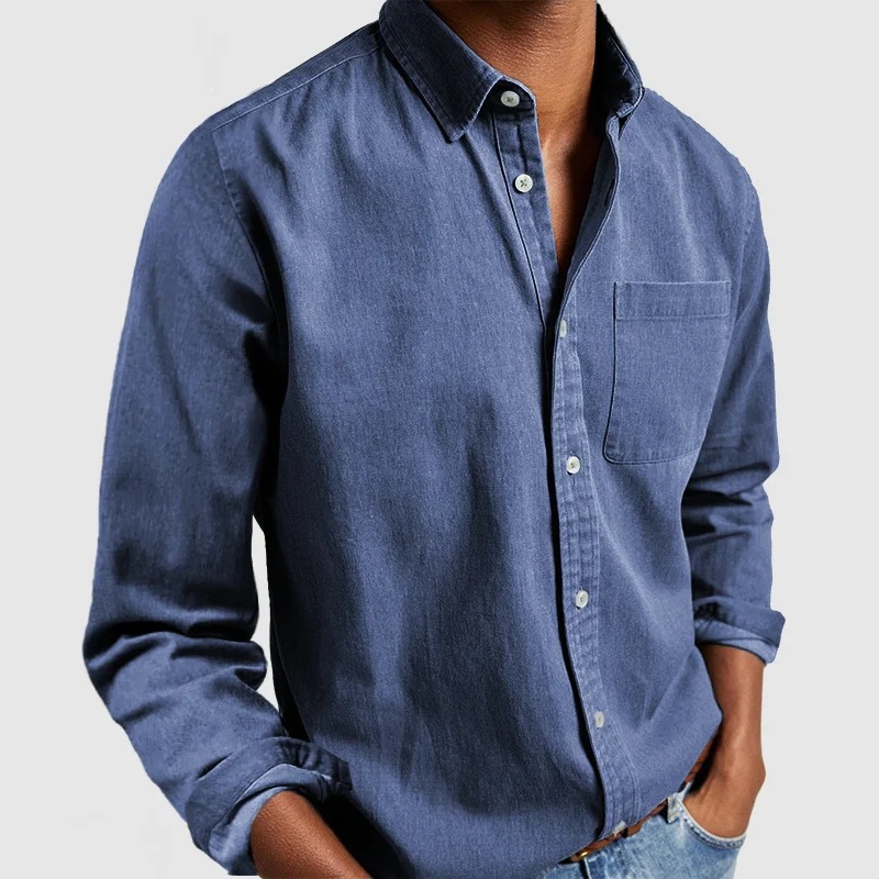 Camicie E T-Shirts  | Camicia In Denim Uomo Lavaggio Medio Blu Qb24 Abbigliamento Camicie E T-Shirts