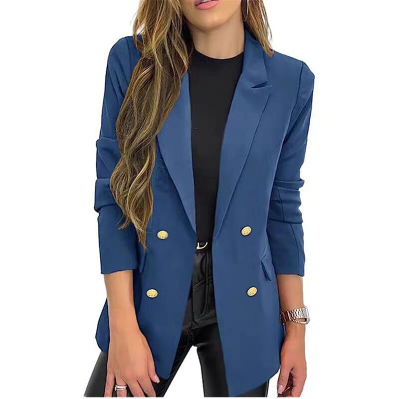 Cappotti E Giubbotti  | Giacca Doppiopetto Blu In Scuba Mano Crepe  Donna Abbigliamento Cappotti E Giubbotti