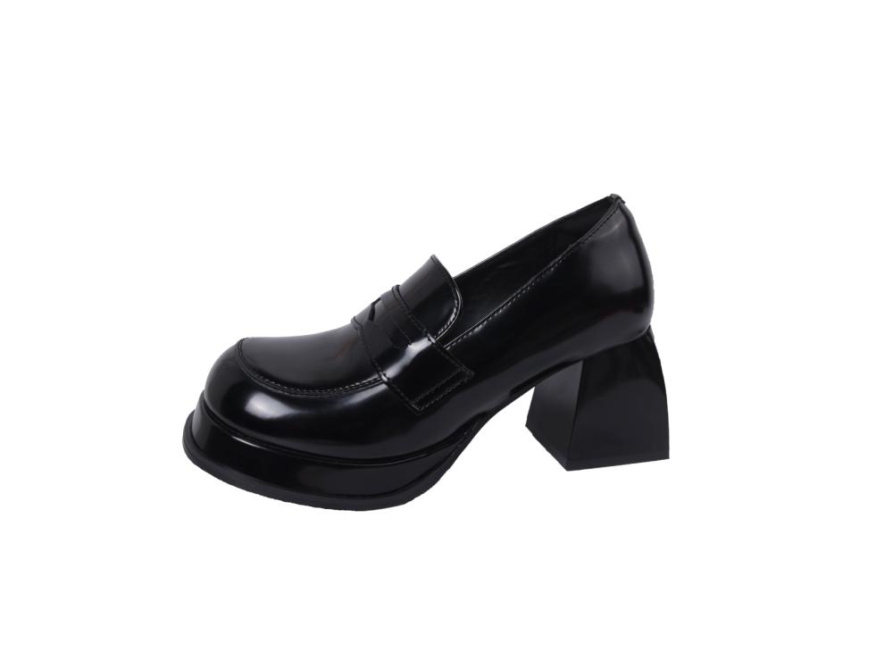 Stringate E Mocassini  | Mocassini Platform Neri In Vernice, Tacco 9 Cm  Donna Donna Donna