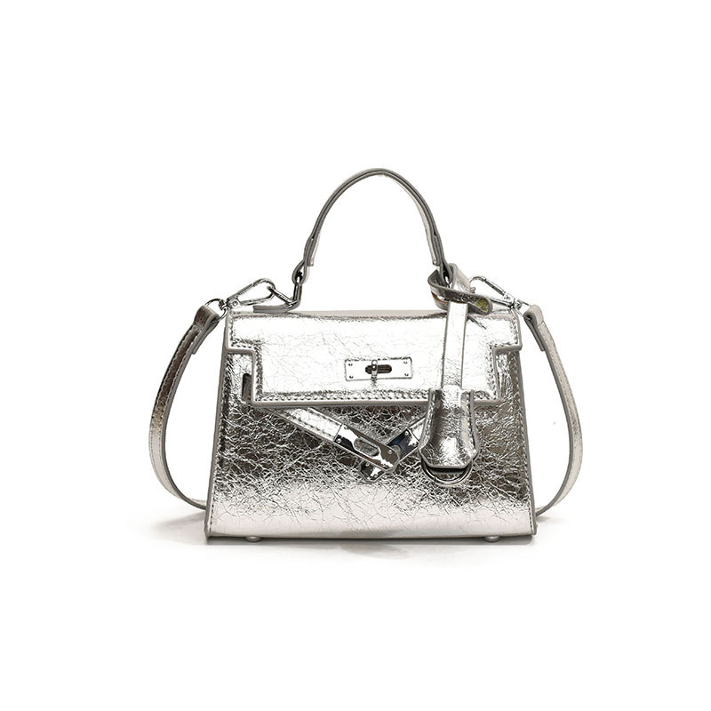 Mini-Bag  | Mini Bag Argento In Laminato Crack  Donna Borse Donna